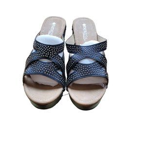 Patrizia‎ by Spring Step ARISTOCRAT Women’s Black Wedge Sandals Size 38(US7.5-8)